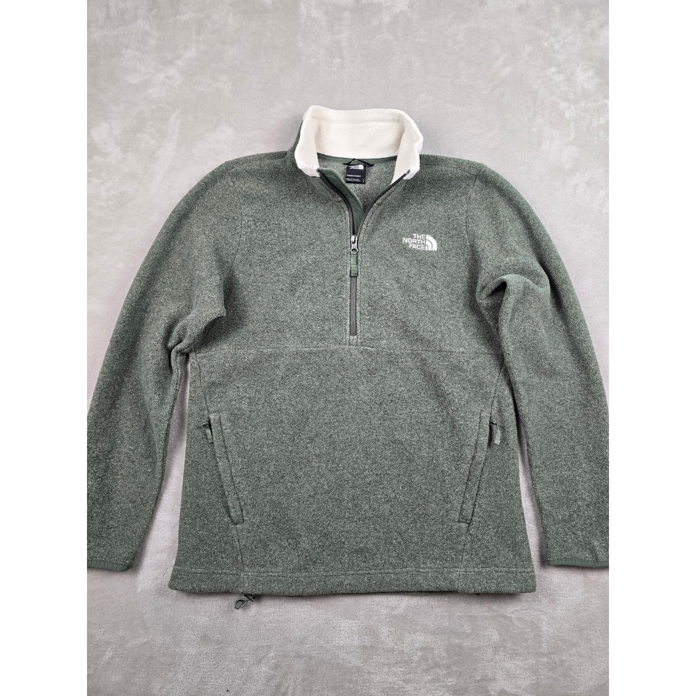 The North Face Fleece‎ Pullover Jacket Womens Large Green Quarter Zip Mock Neck